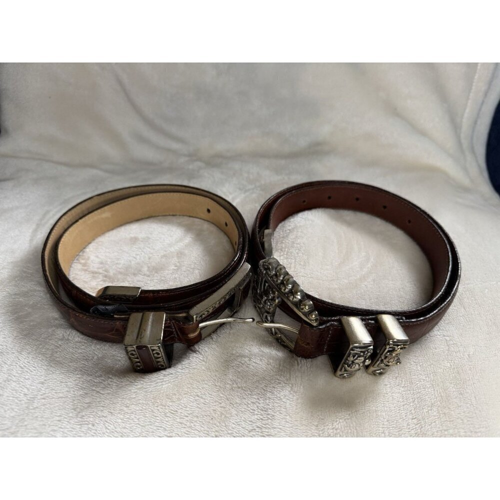 BRIGHTON VINTAGE Disney Leather Belt Sz 28 Mickey Mouse Pluto Donald Lot Of 2